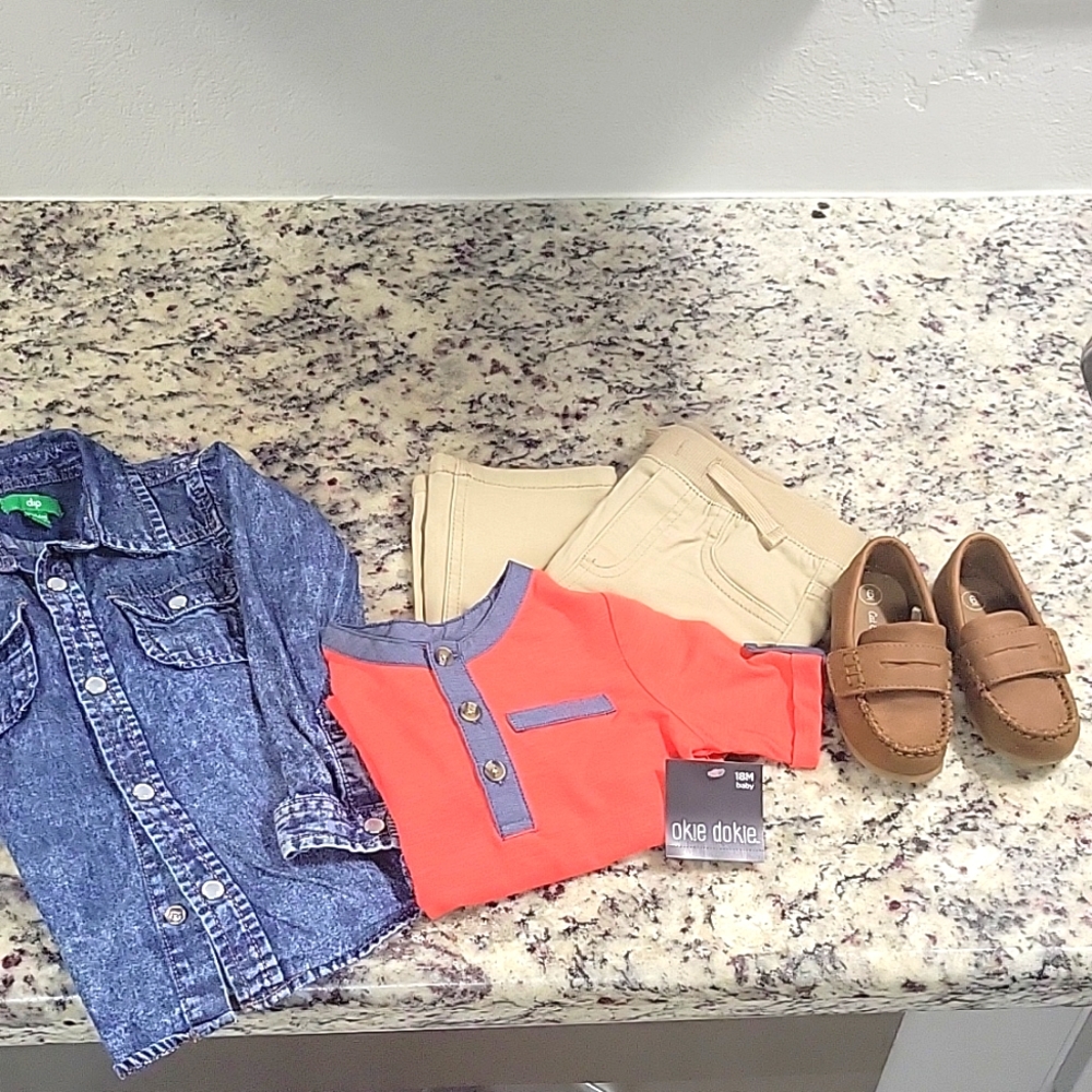 18-24 month boy lot/outfit jeans and long sleeve shirt with shoes